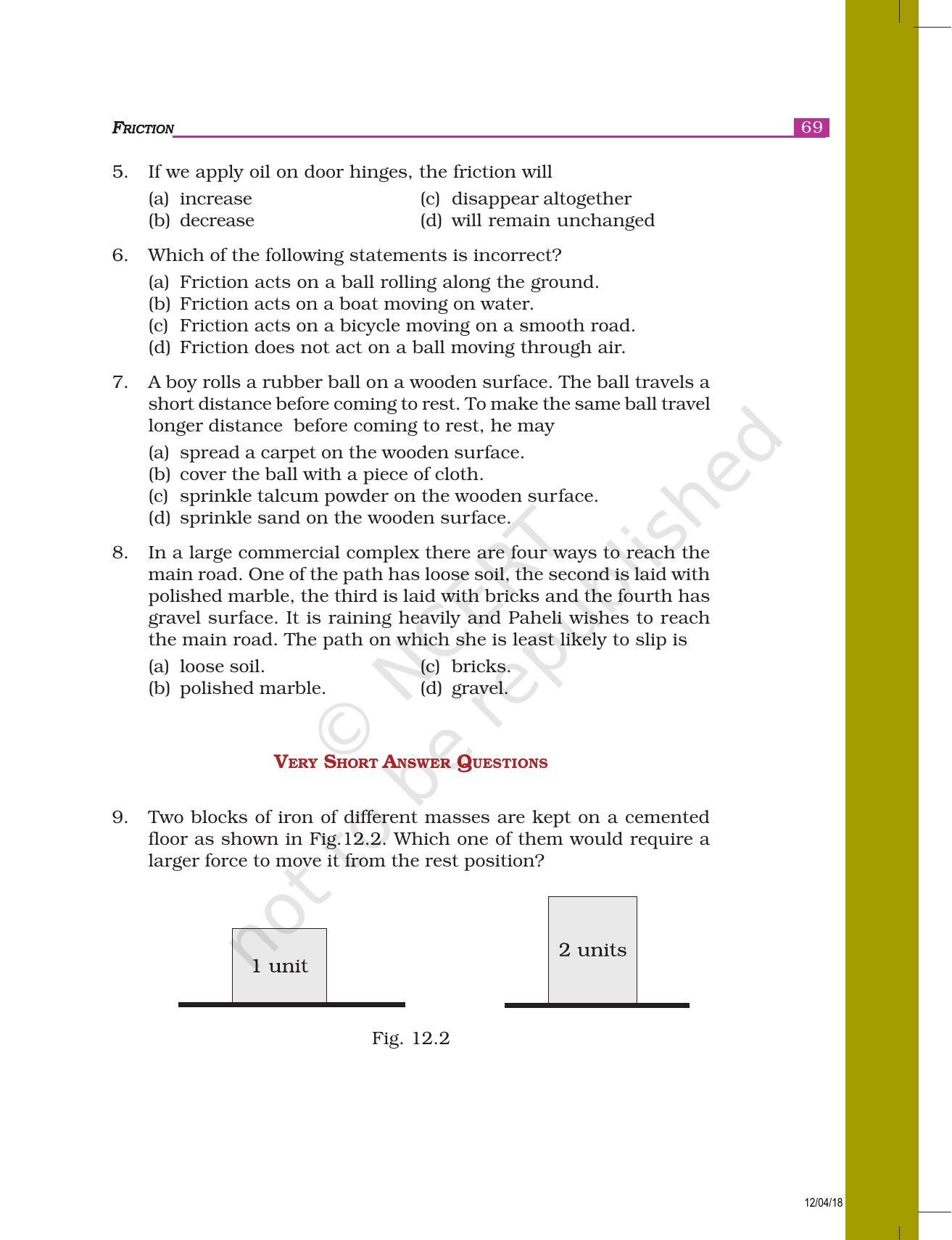 NCERT Exemplar Book for Class 8 Science: Chapter 12- Friction - Page 2