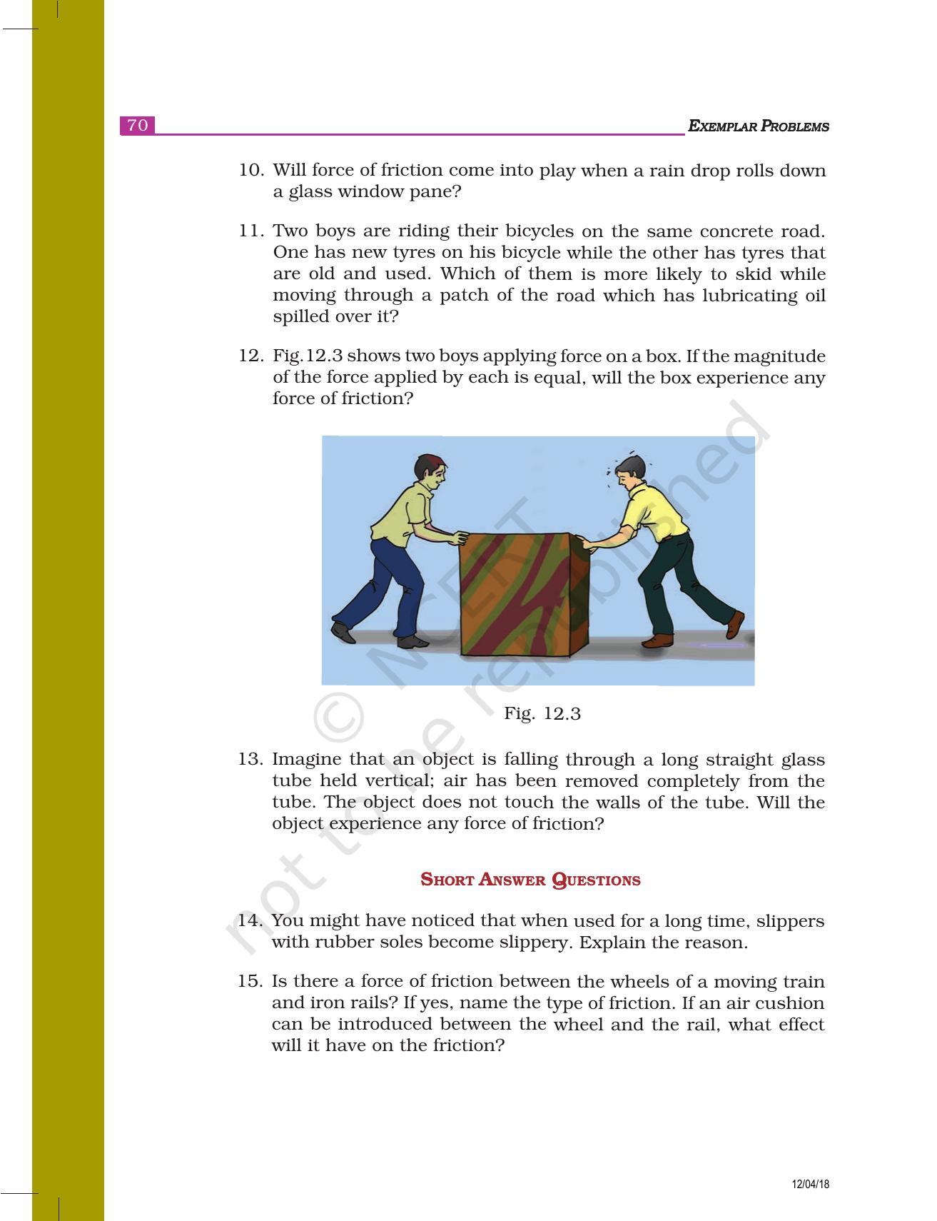 NCERT Exemplar Book for Class 8 Science: Chapter 12- Friction - Page 3