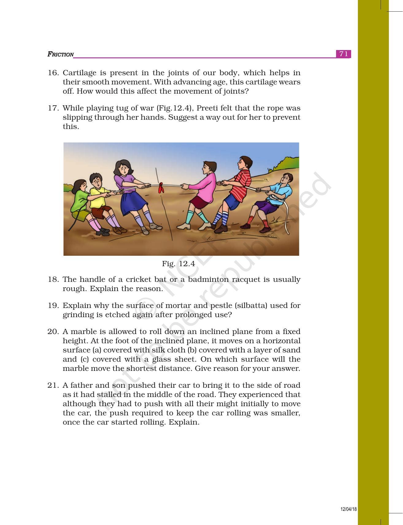 NCERT Exemplar Book for Class 8 Science: Chapter 12- Friction - Page 4