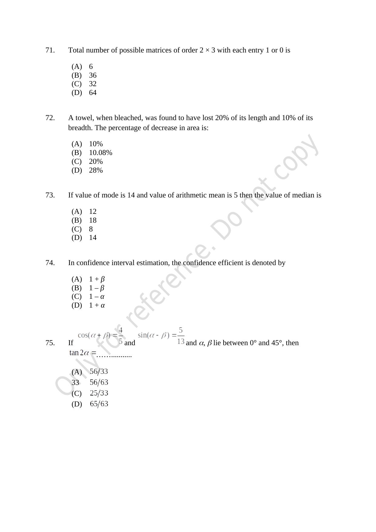CUSAT CAT 2021 MCA Question Paper - Page 18