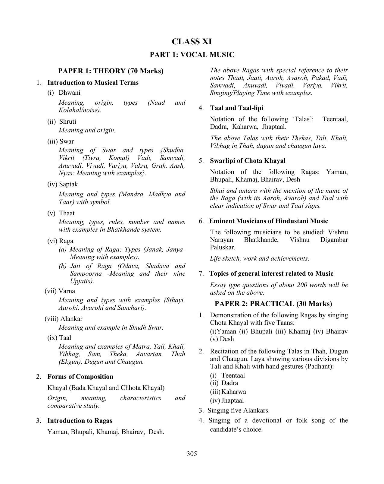 ISC Class XI & XII Music Syllabus - Page 2