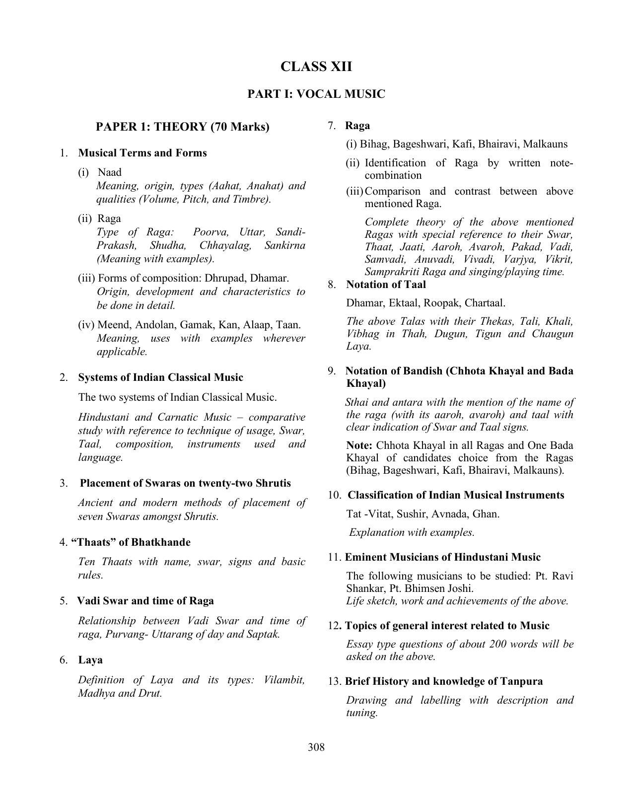 ISC Class XI & XII Music Syllabus - Page 5