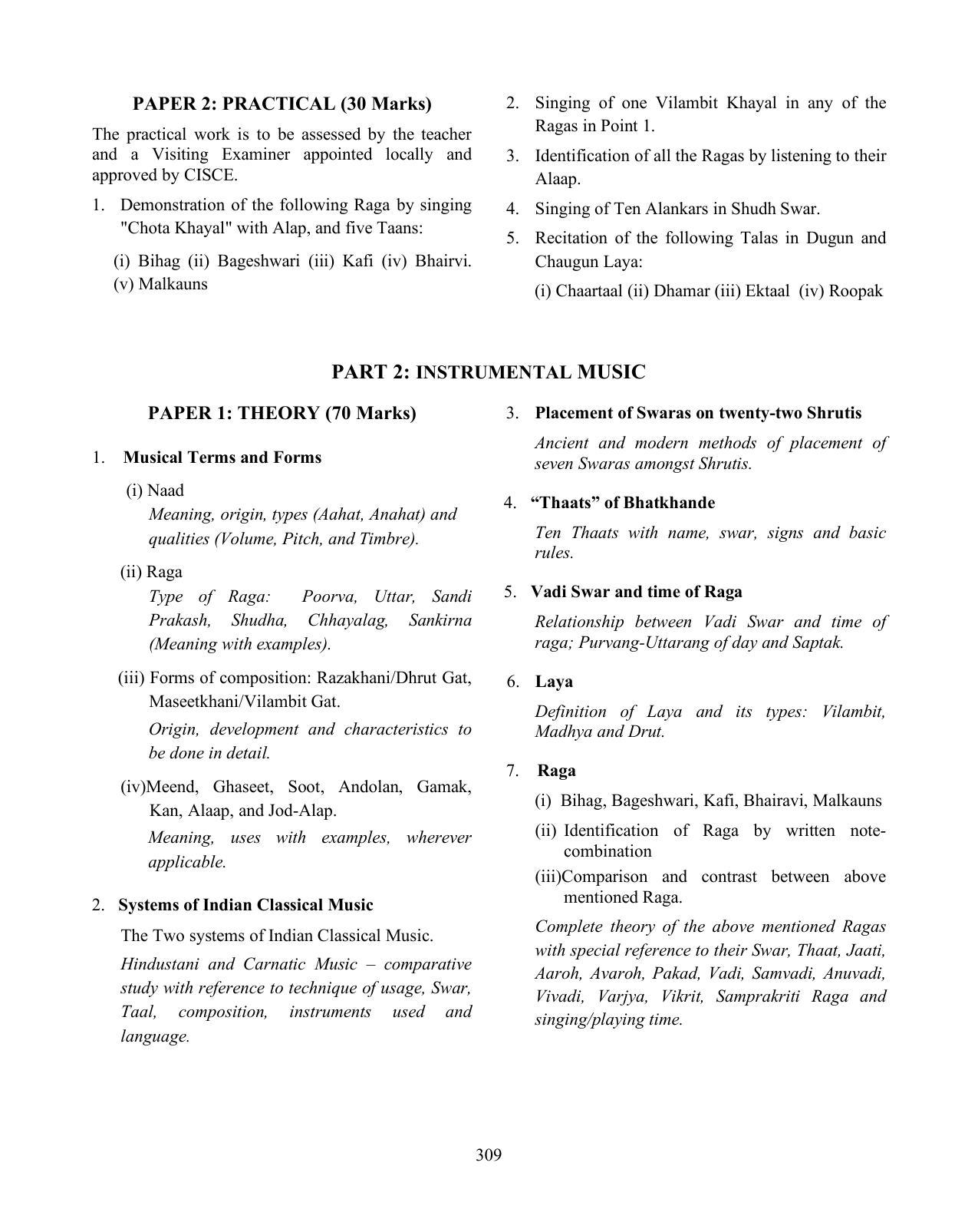 ISC Class XI & XII Music Syllabus - Page 6