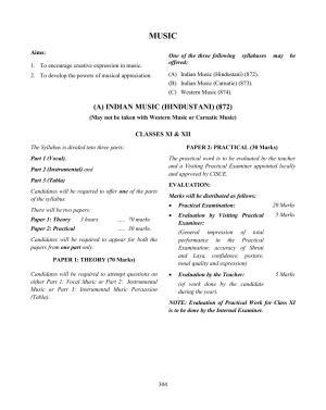 ISC Class XI & XII Music Syllabus
