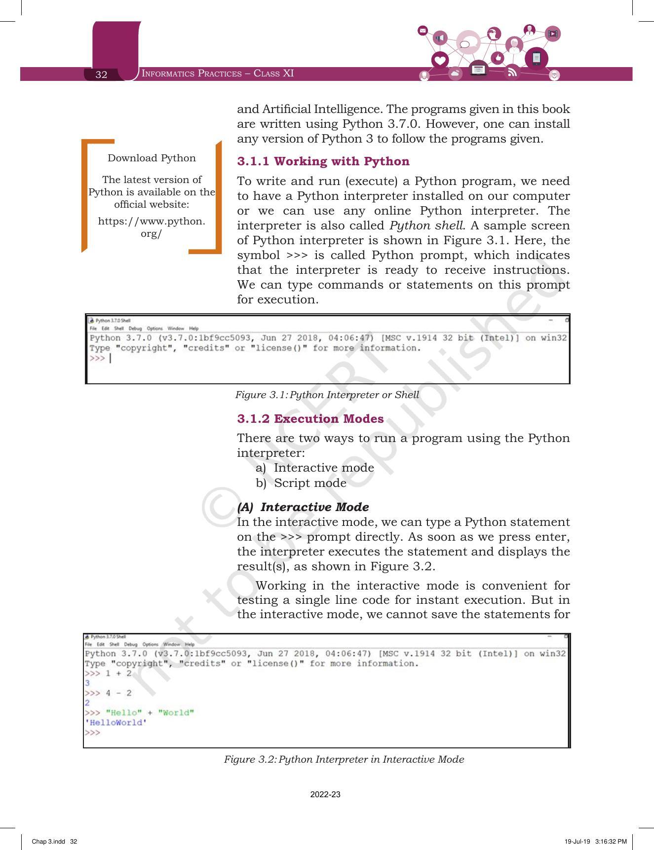 NCERT Book for Class 11 Informatics Practices Chapter 3 Brief Overview of Python - Page 2