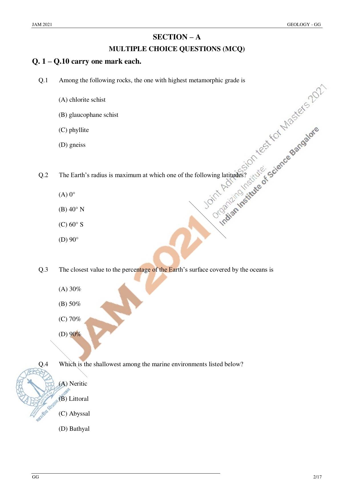 JAM 2021: GG Question Paper - Page 2