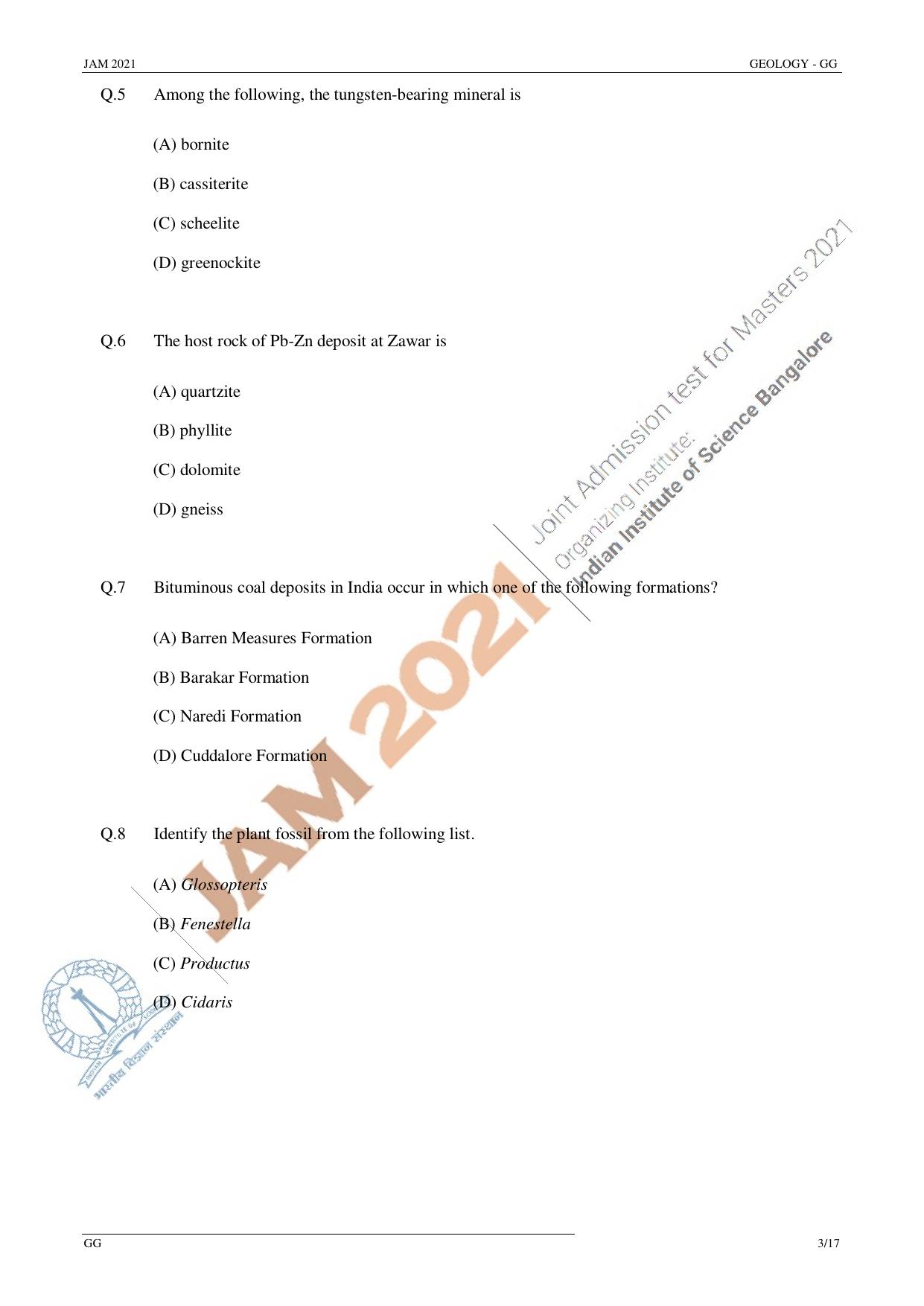 JAM 2021: GG Question Paper - Page 3