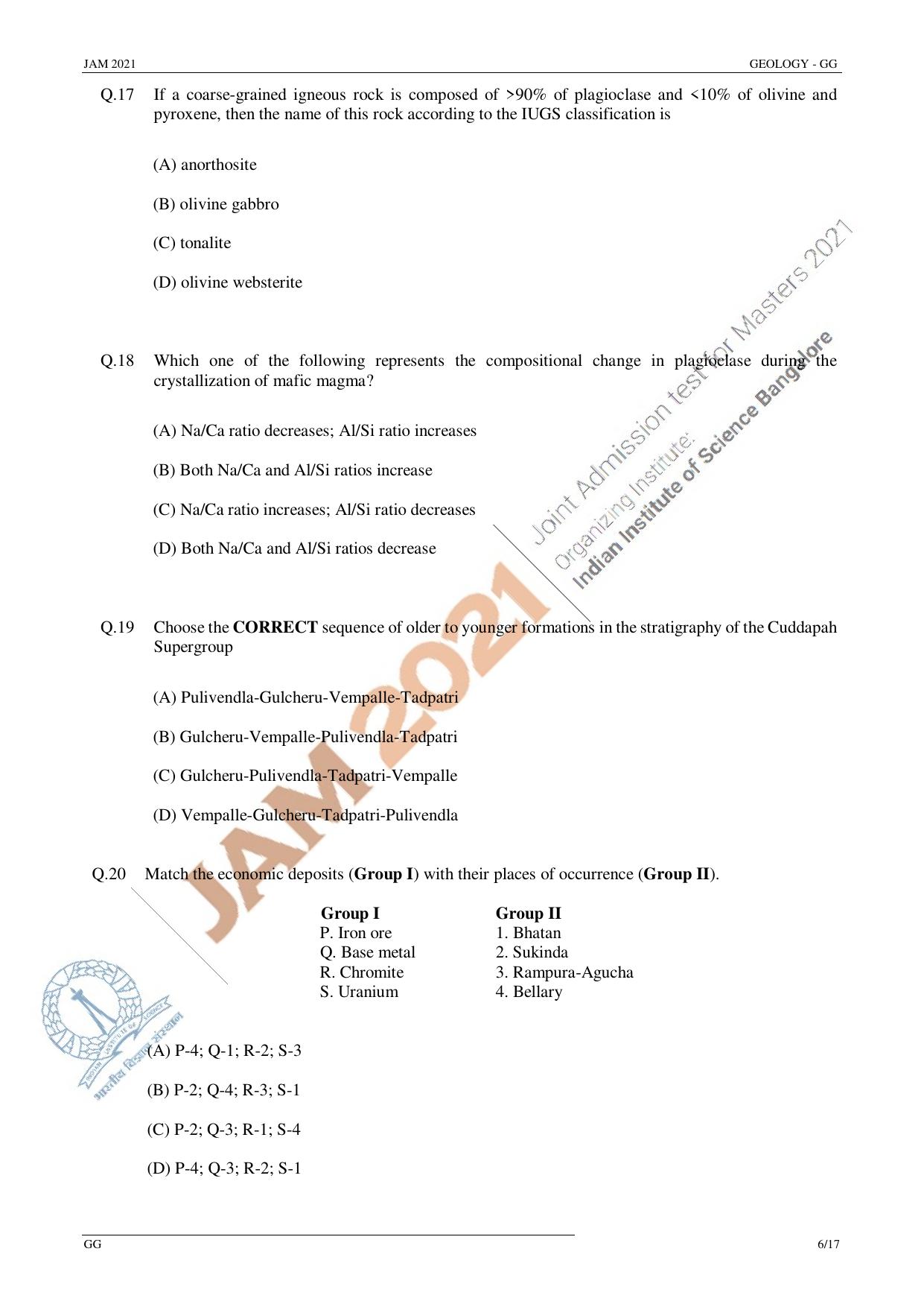 JAM 2021: GG Question Paper - Page 6