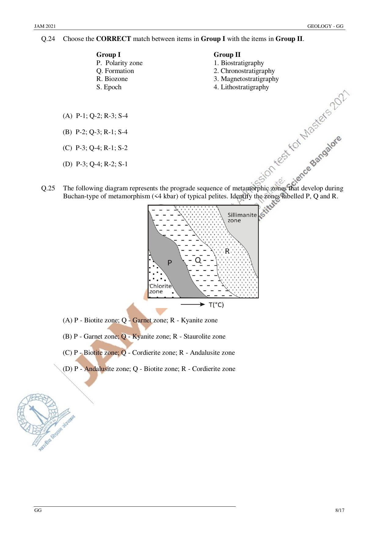 JAM 2021: GG Question Paper - Page 8