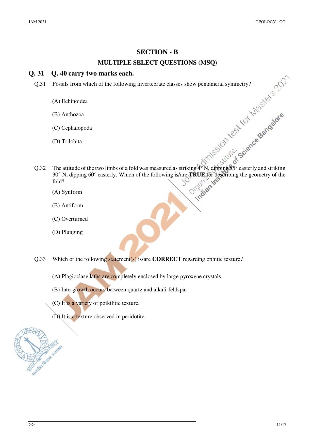 JAM 2021: GG Question Paper - Page 11