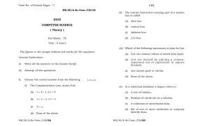 Meghalaya Board (MBOSE) Class 11 Computer Science (theory) 2022 Question Paper
