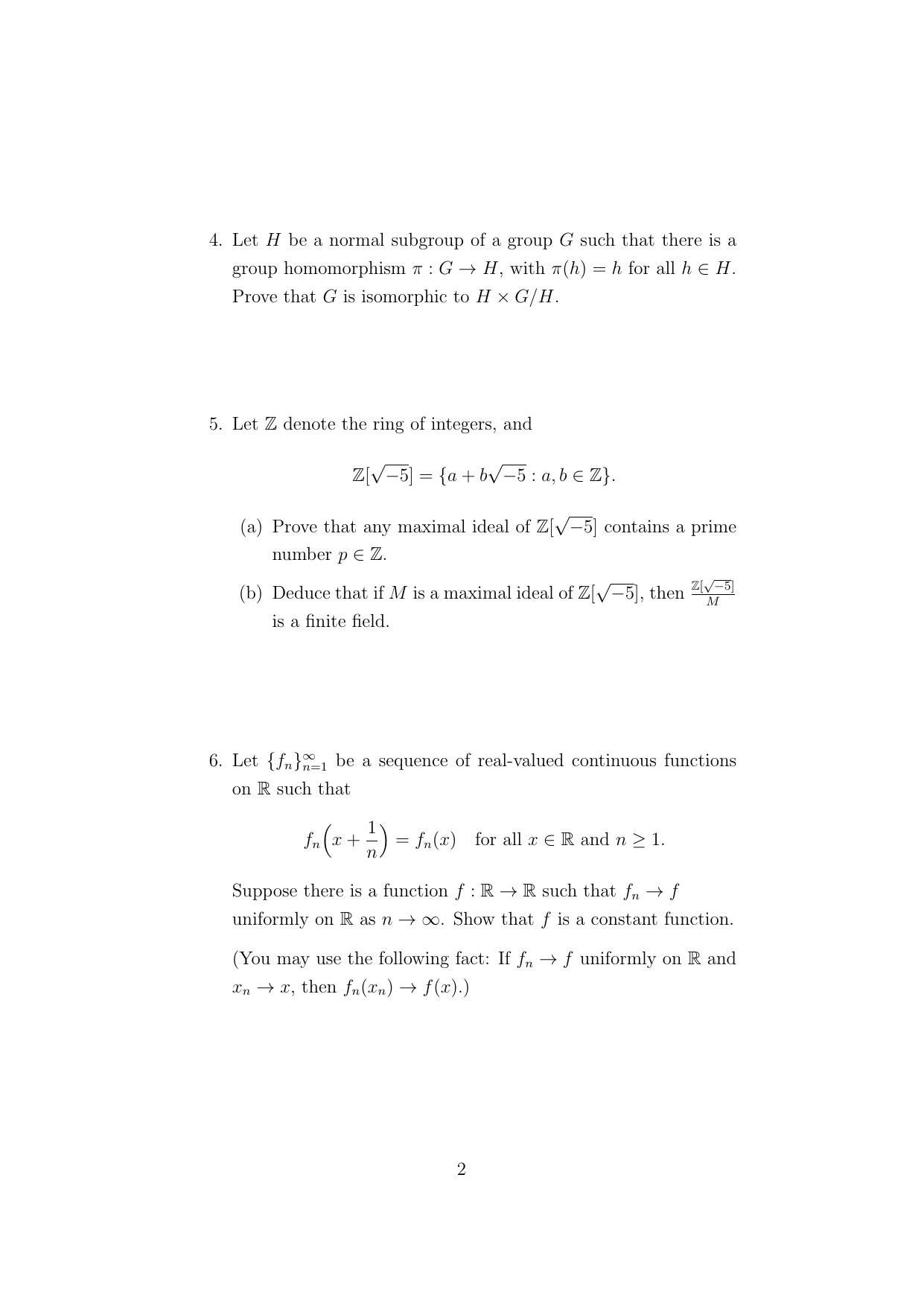 ISI Admission Test Master of Mathematics (M.Math) (PMB) 2024 Sample Paper - Page 2