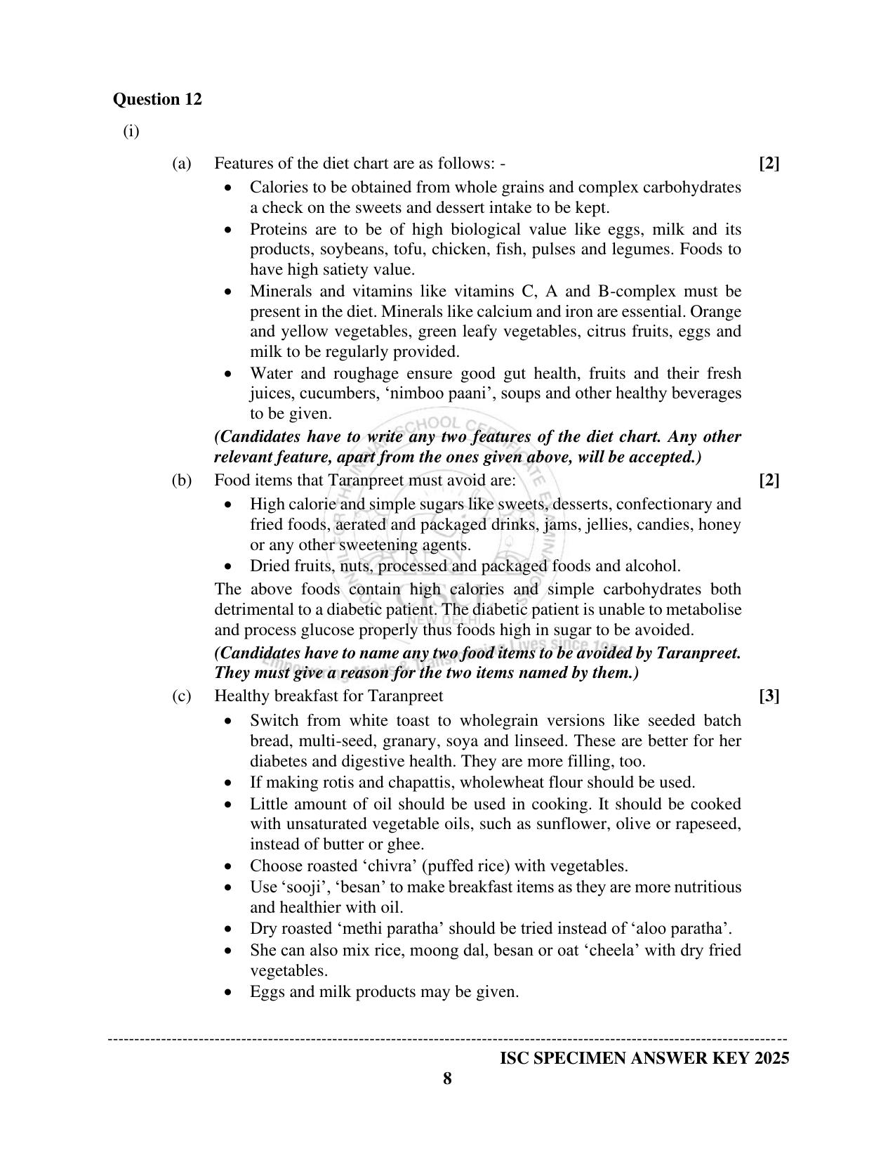 ISC Class 12 2025 HOME SCIENCE (SQP & AK) Specimen Paper - Page 14