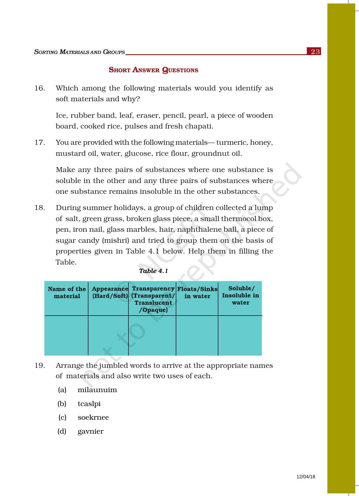 NCERT Exemplar Book for Class 6 Science: Chapter 4-Sorting Materials into Groups - Page 4
