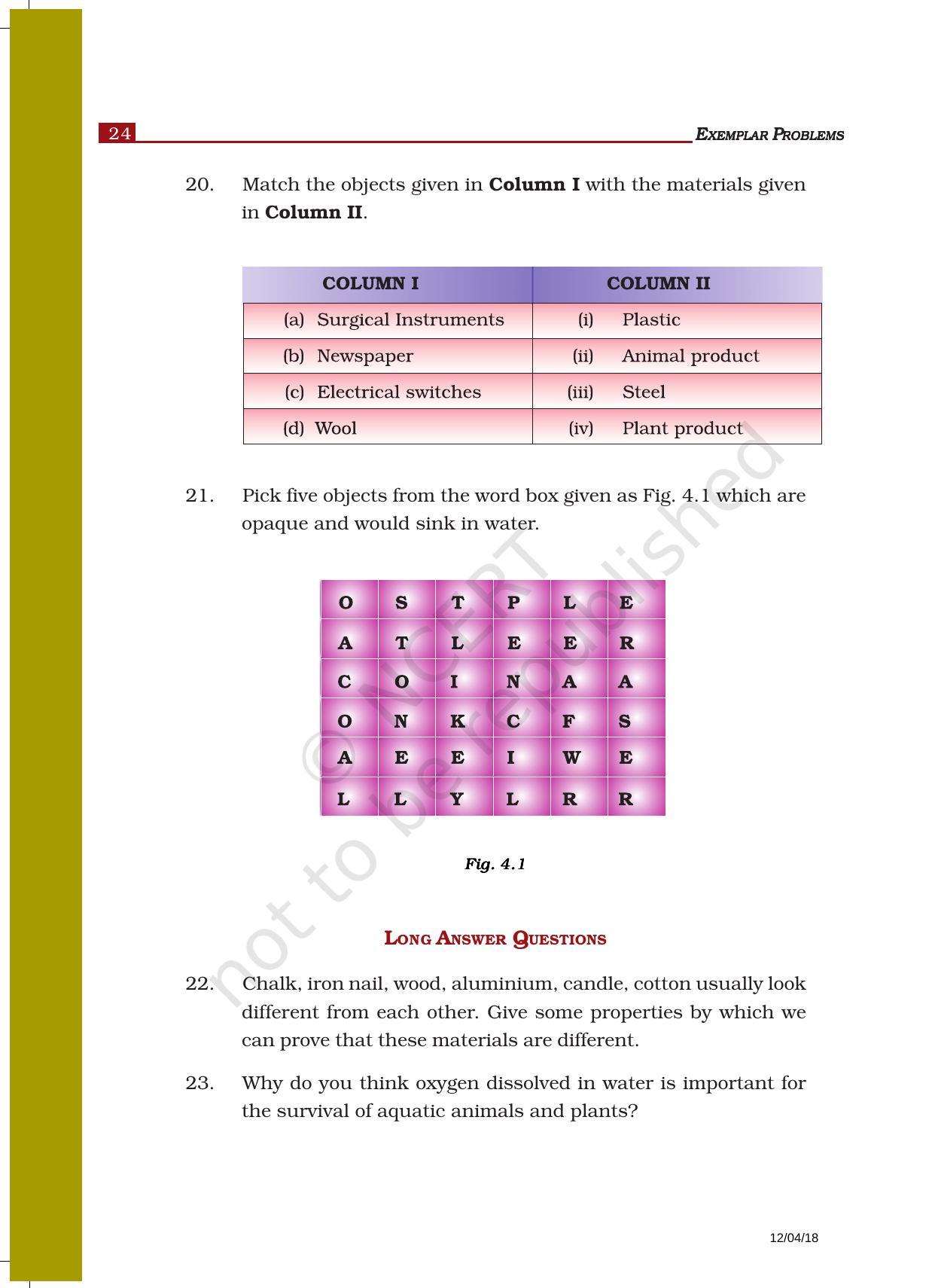 NCERT Exemplar Book for Class 6 Science: Chapter 4-Sorting Materials into Groups - Page 5