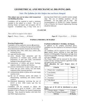 ISC Class 12 Geometrical and Mechanical Drawing Syllabus