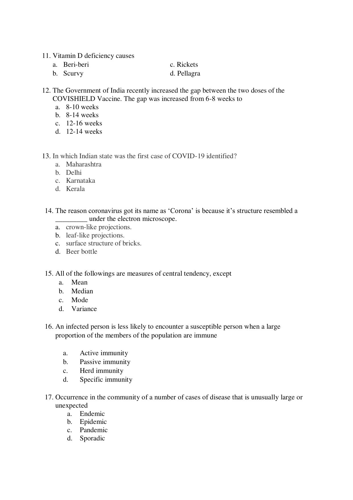 Odisha CPET 2021 MPH Question Paper - Page 2