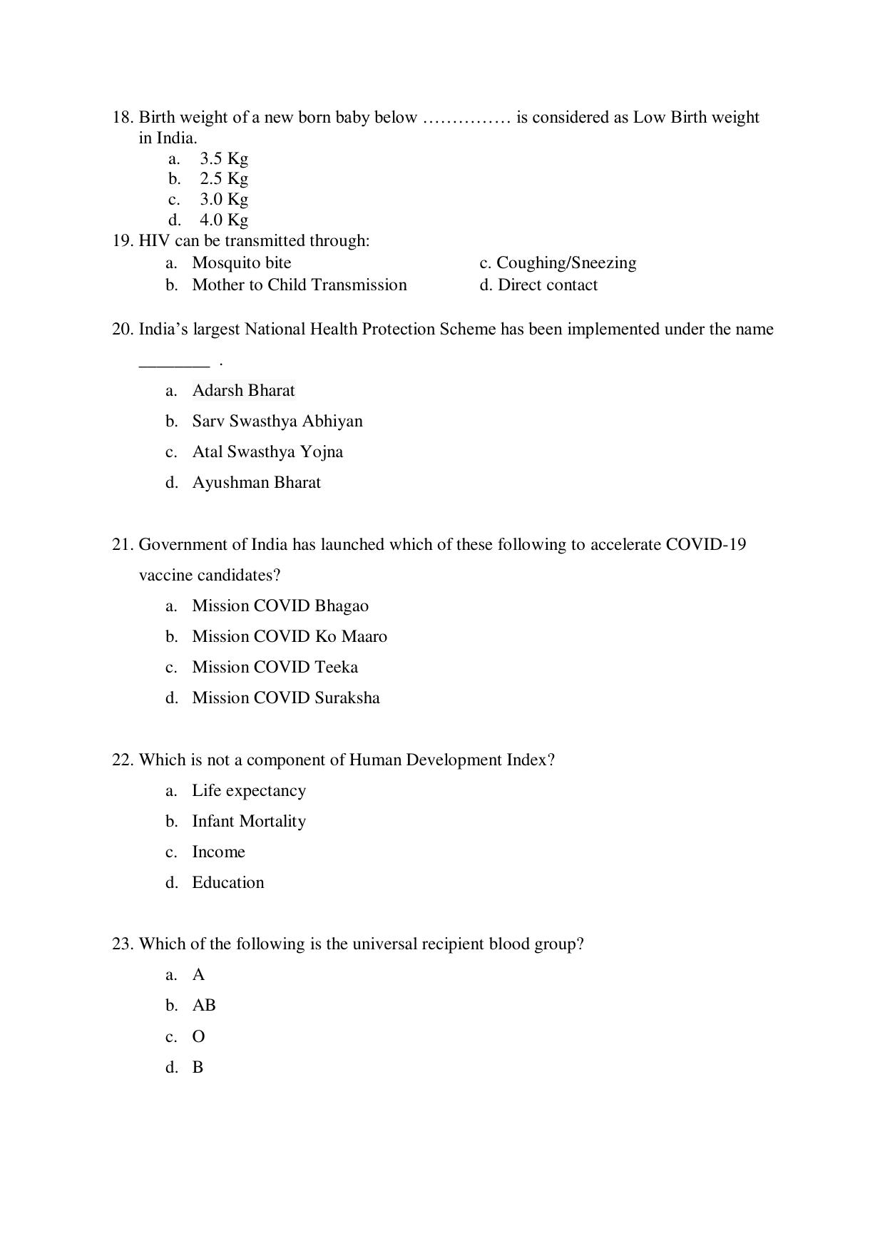 Odisha CPET 2021 MPH Question Paper - Page 3