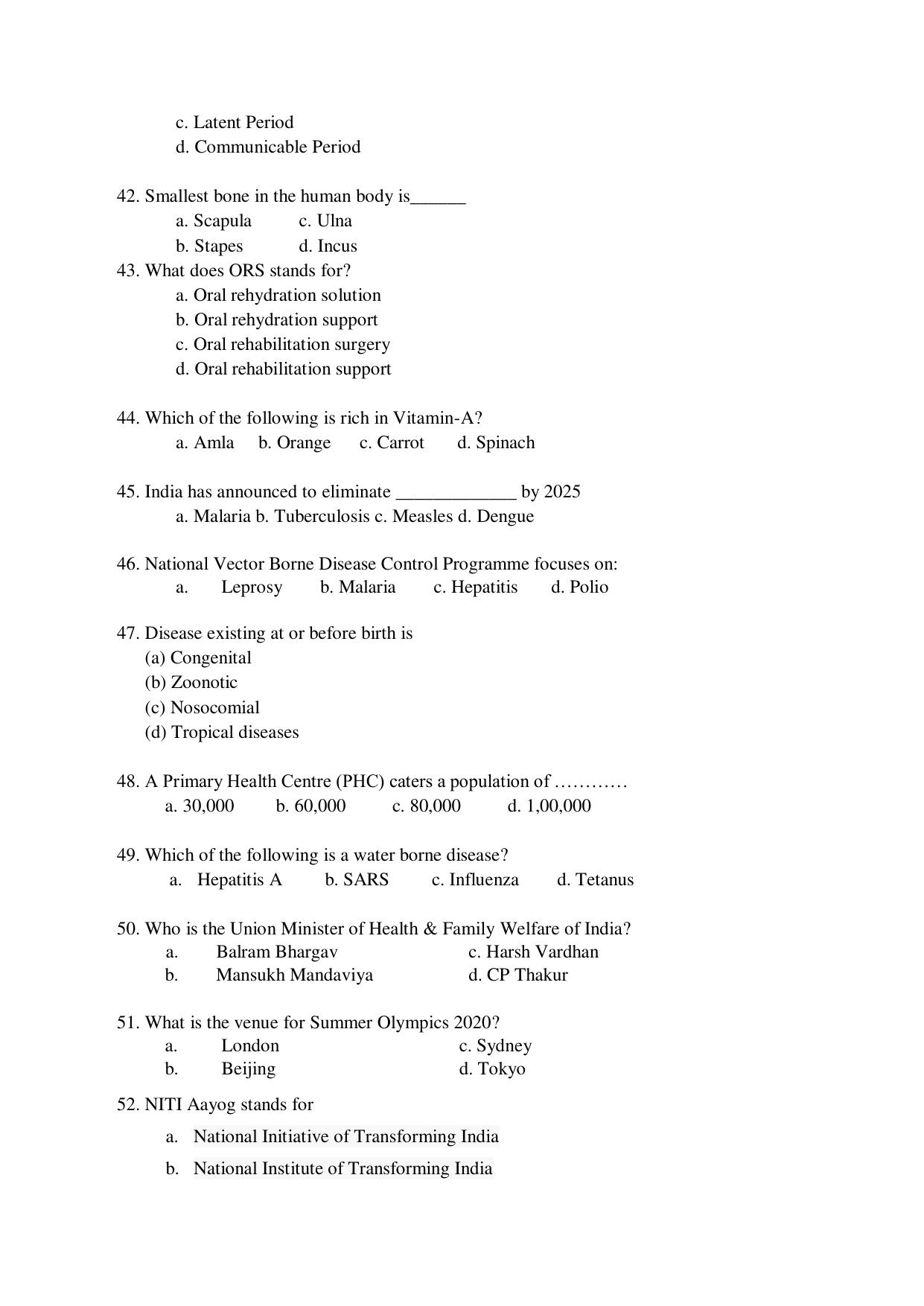 Odisha CPET 2021 MPH Question Paper - Page 6