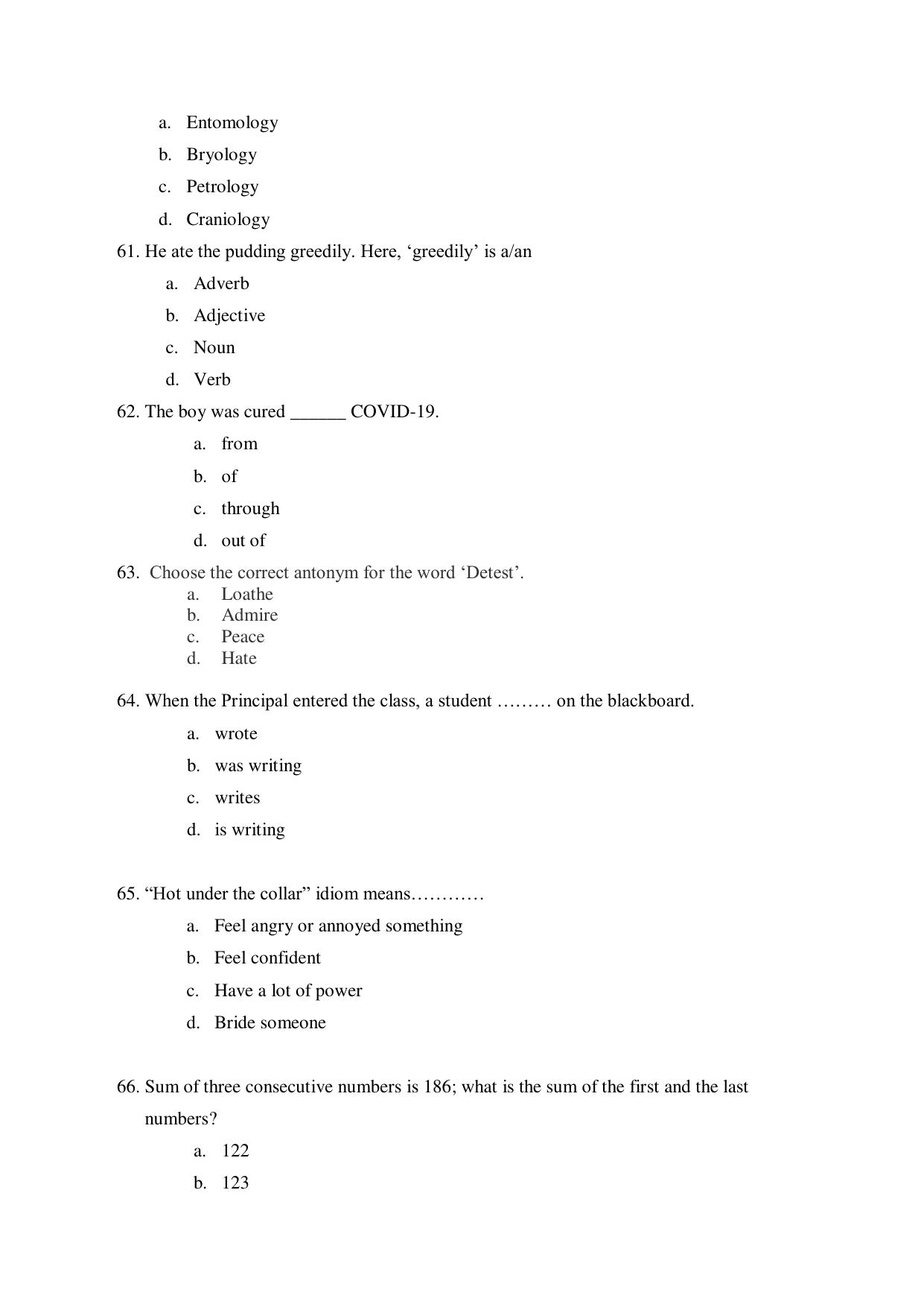 Odisha CPET 2021 MPH Question Paper - Page 8