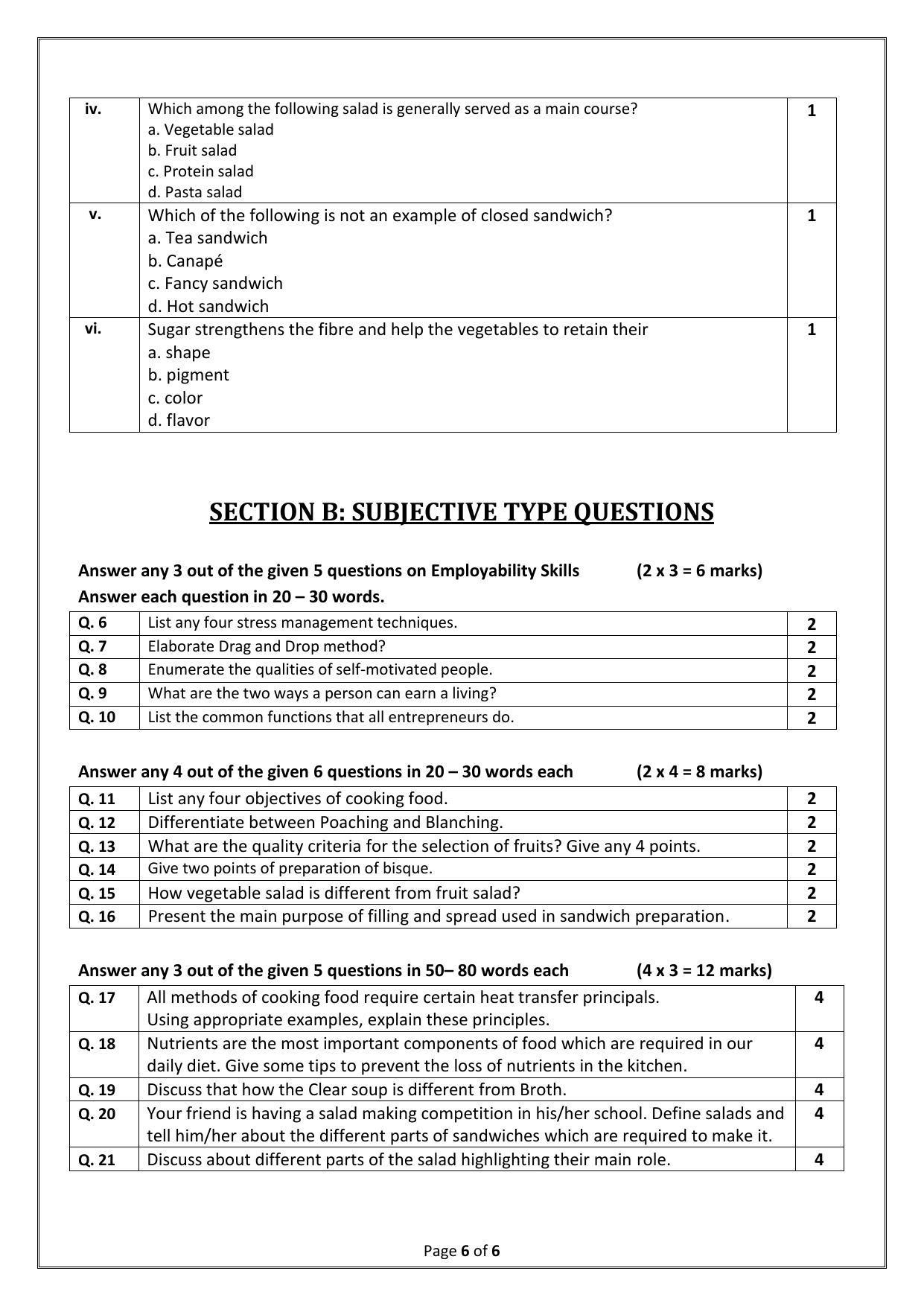 CBSE Class 10 (Skill Education) Food Production Sample Papers 2023 - Page 6
