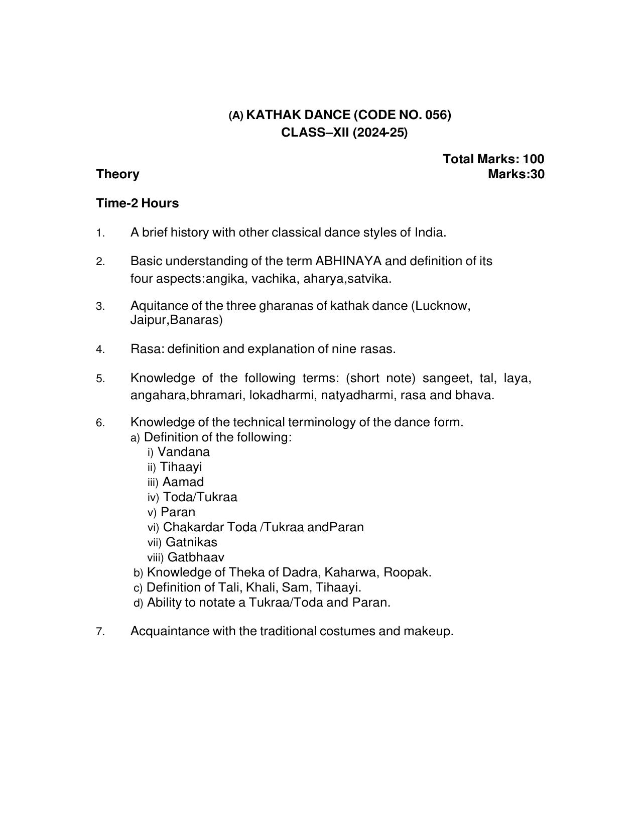 CBSE Class XI & XII Dance Syllabus - Page 4