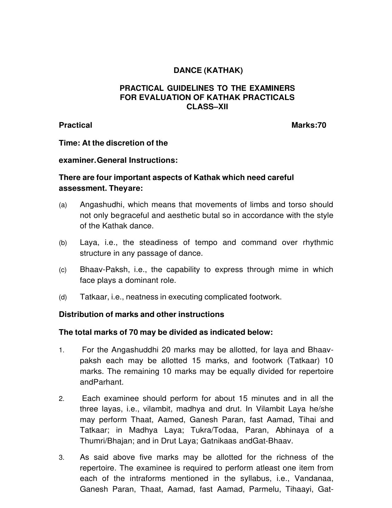 CBSE Class XI & XII Dance Syllabus - Page 6