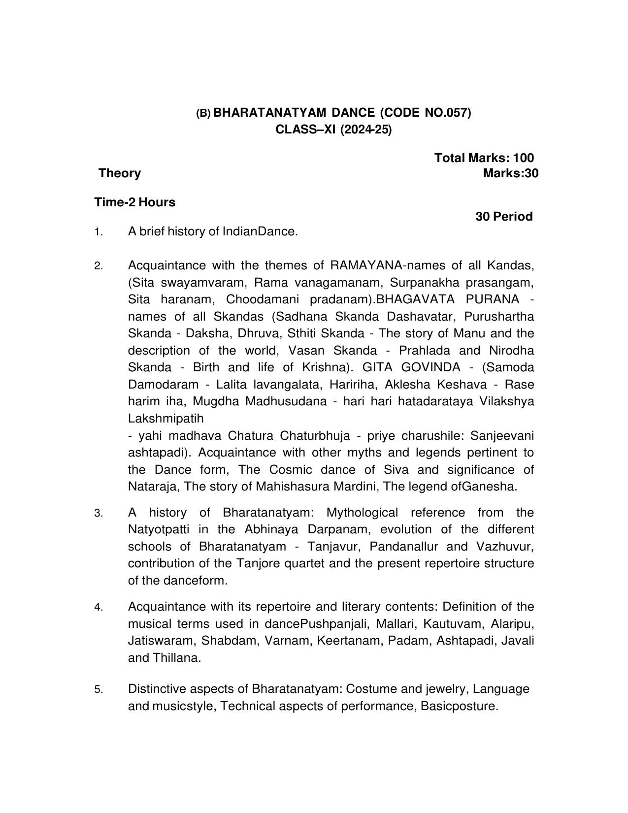 CBSE Class XI & XII Dance Syllabus - Page 9