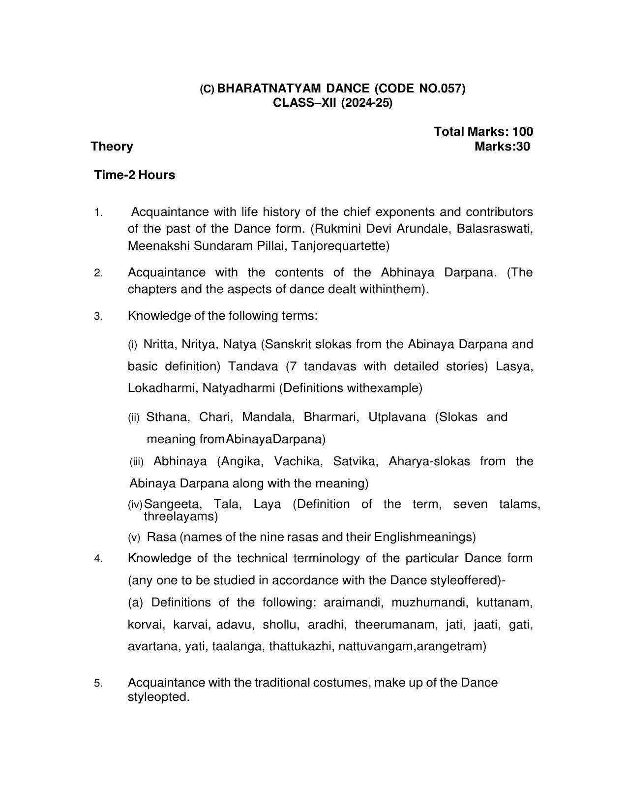 CBSE Class XI & XII Dance Syllabus - Page 11