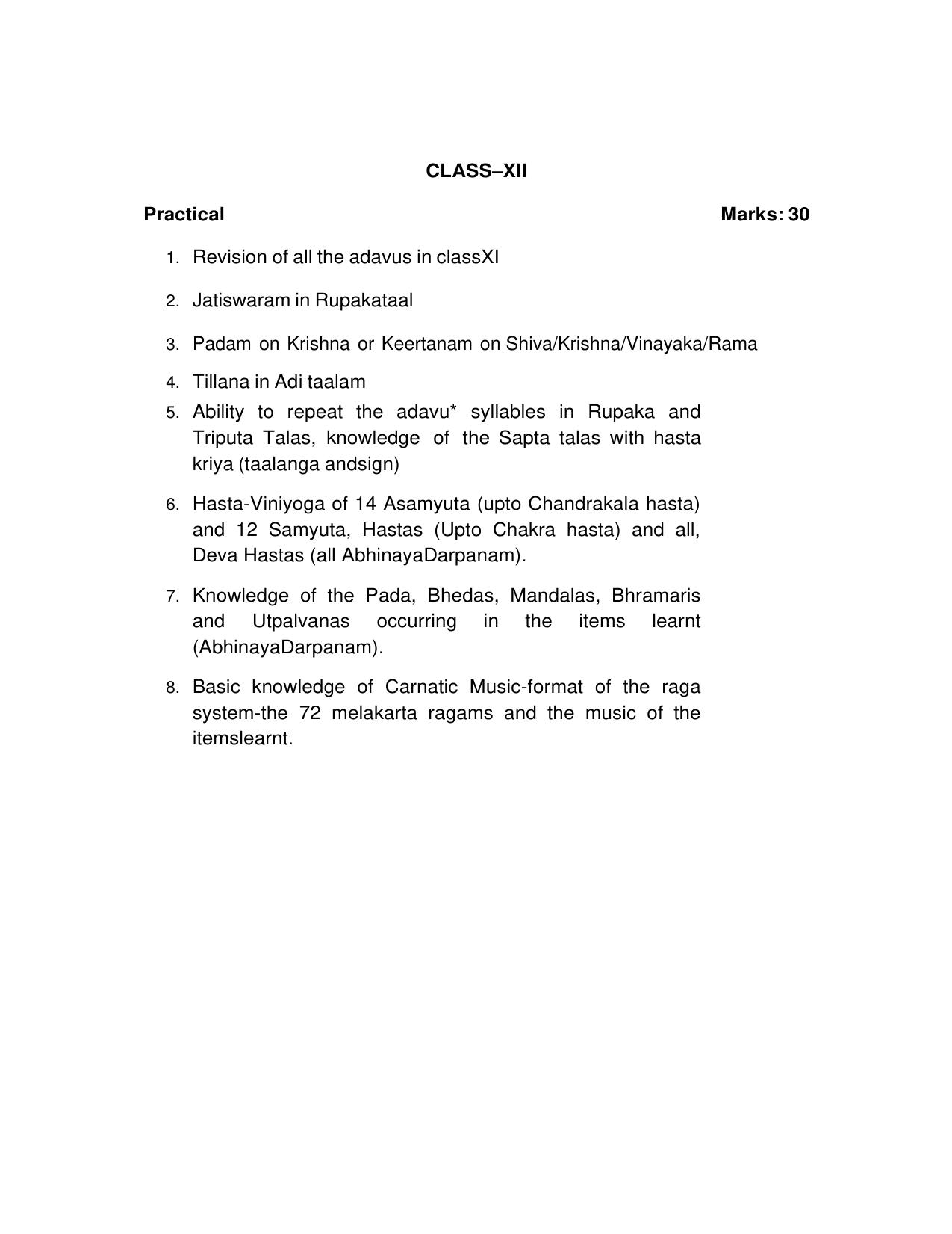 CBSE Class XI & XII Dance Syllabus - Page 12