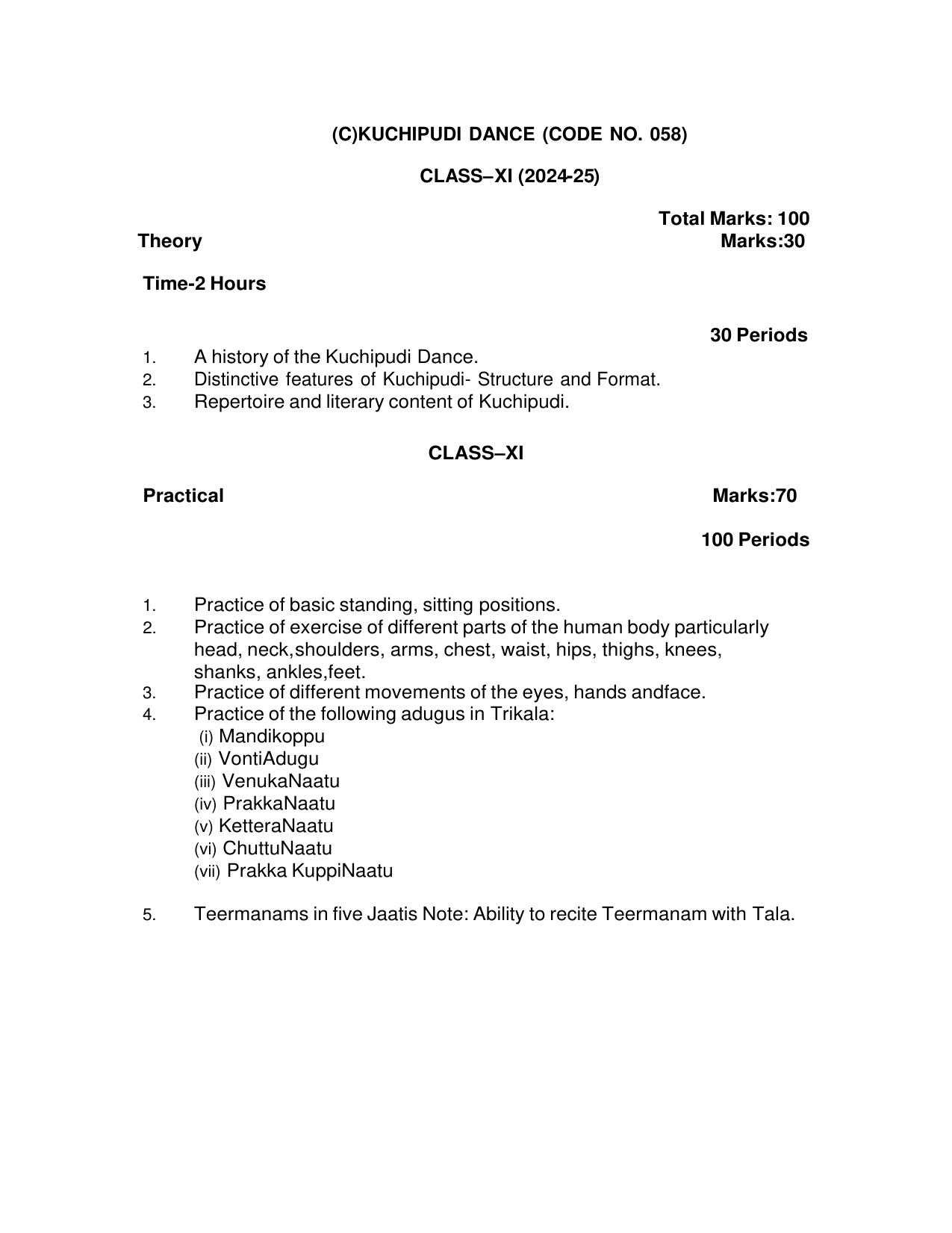 CBSE Class XI & XII Dance Syllabus - Page 13