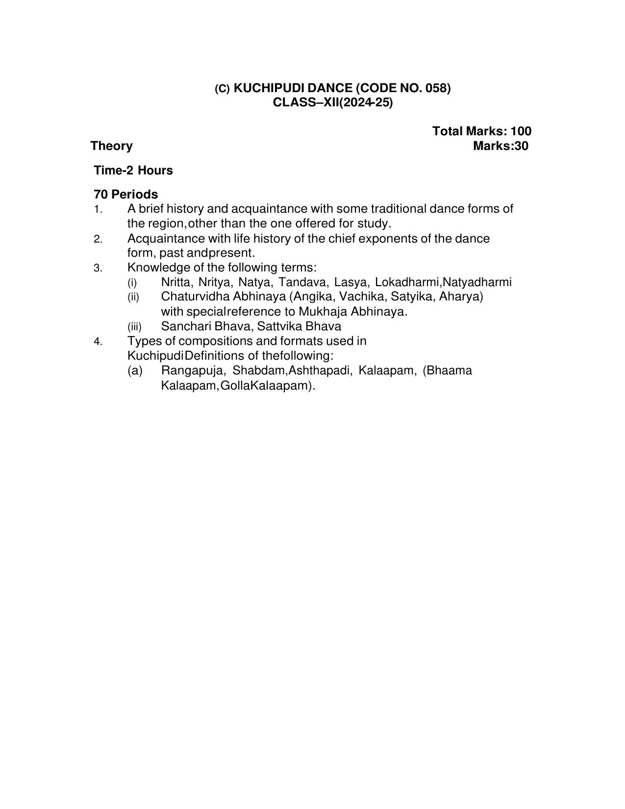 CBSE Class XI & XII Dance Syllabus - Page 14