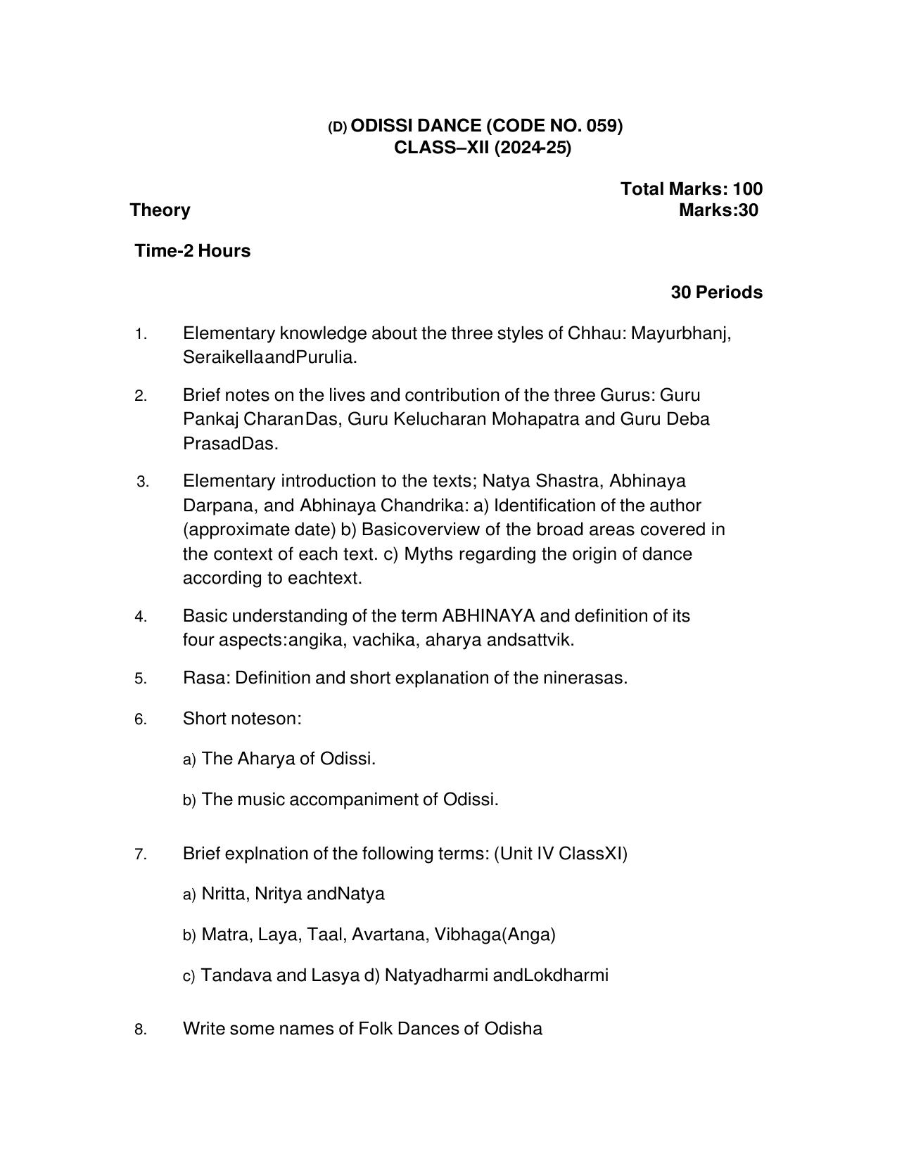 CBSE Class XI & XII Dance Syllabus - Page 18