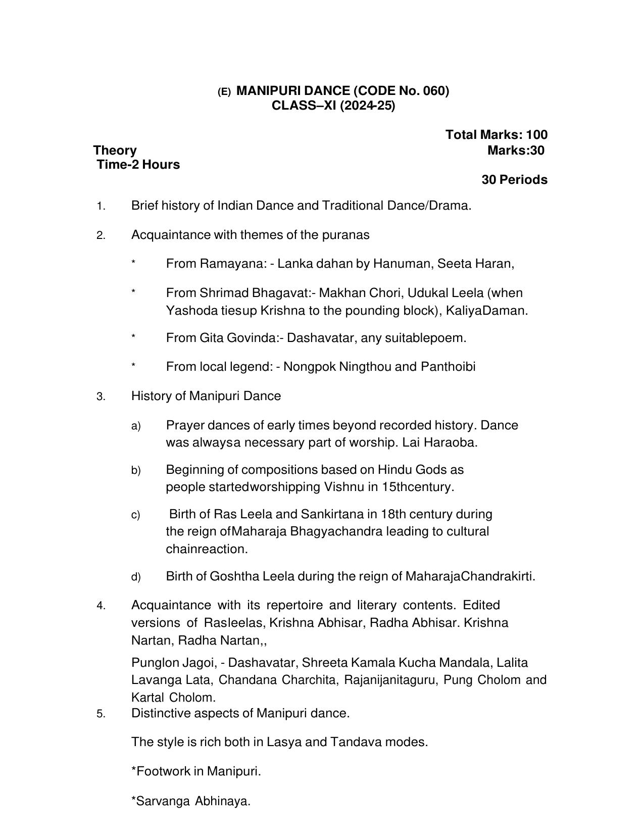 CBSE Class XI & XII Dance Syllabus - Page 20