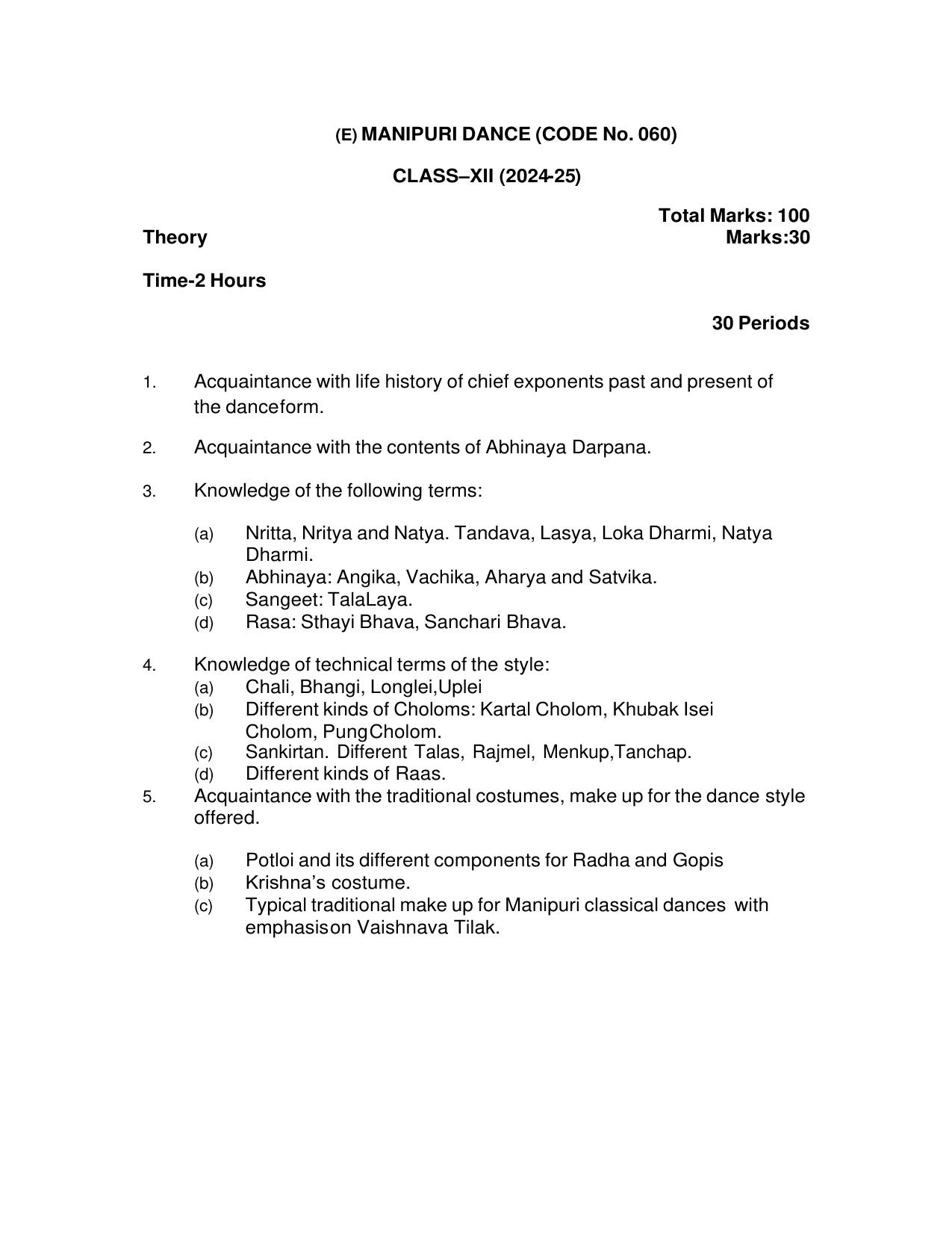 CBSE Class XI & XII Dance Syllabus - Page 22