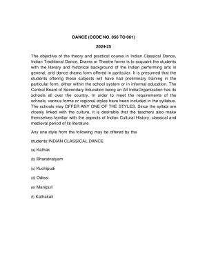 CBSE Class XI & XII Dance Syllabus