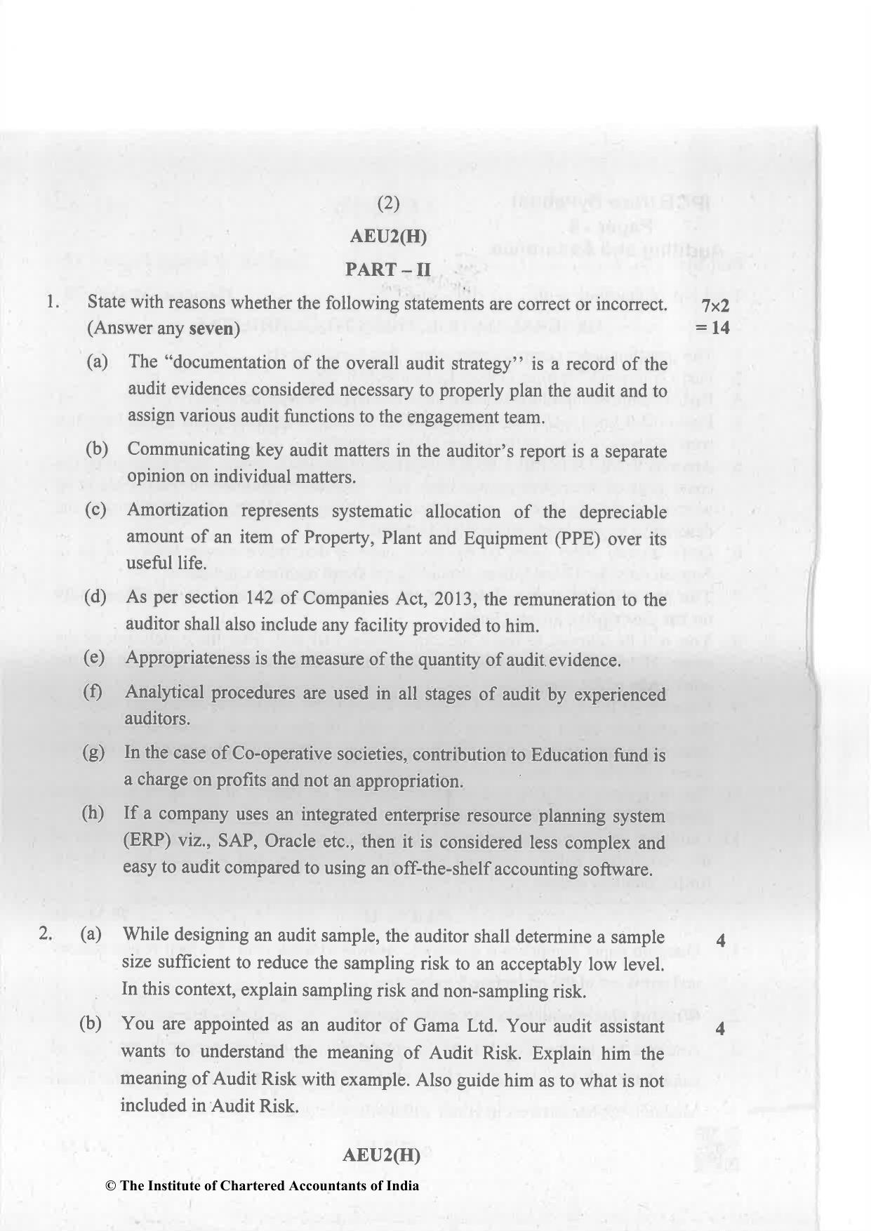 CA Inter May 2023 Question Paper - Paper 6 – Auditing and Assurance - Page 2