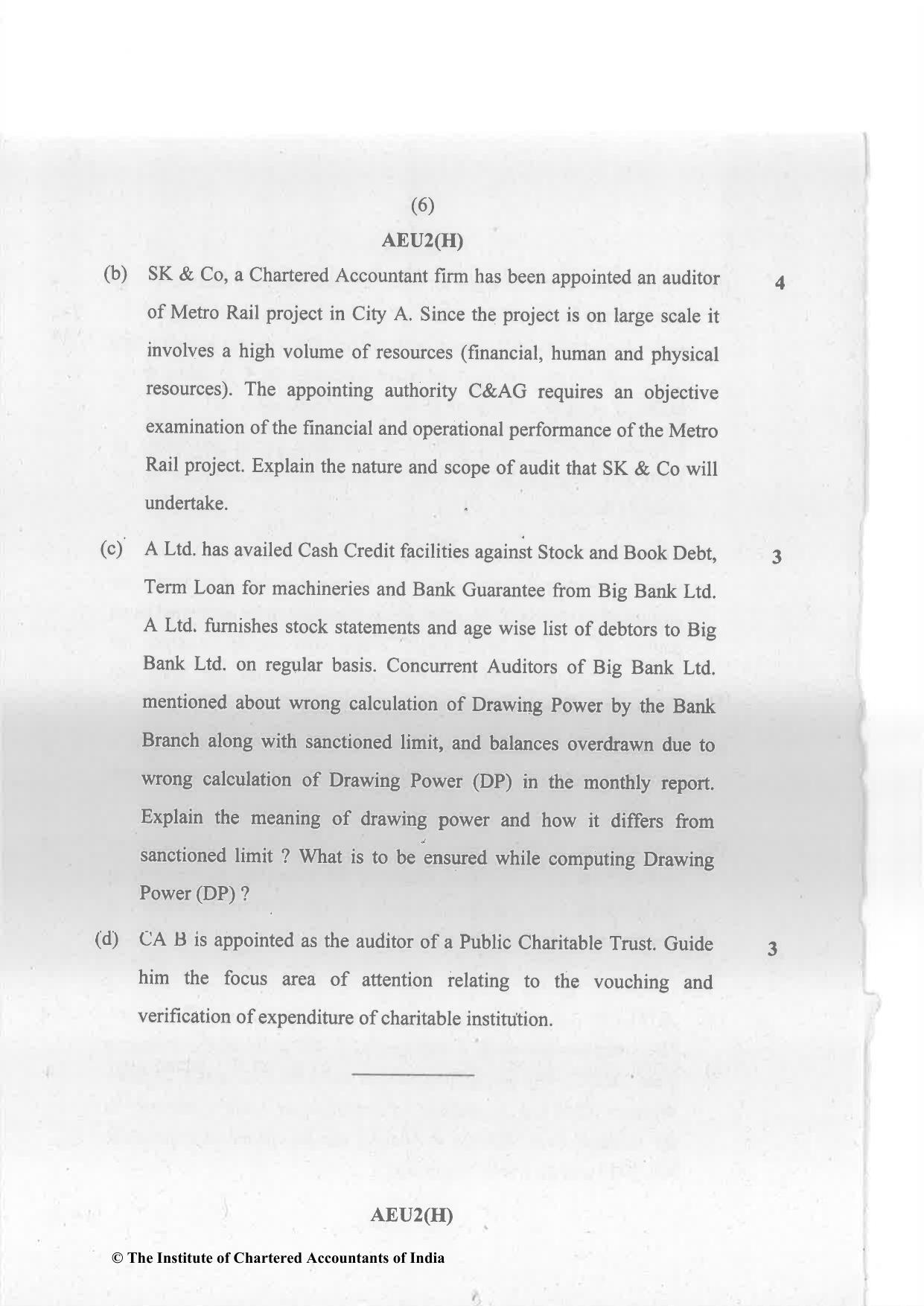 CA Inter May 2023 Question Paper - Paper 6 – Auditing and Assurance - Page 6