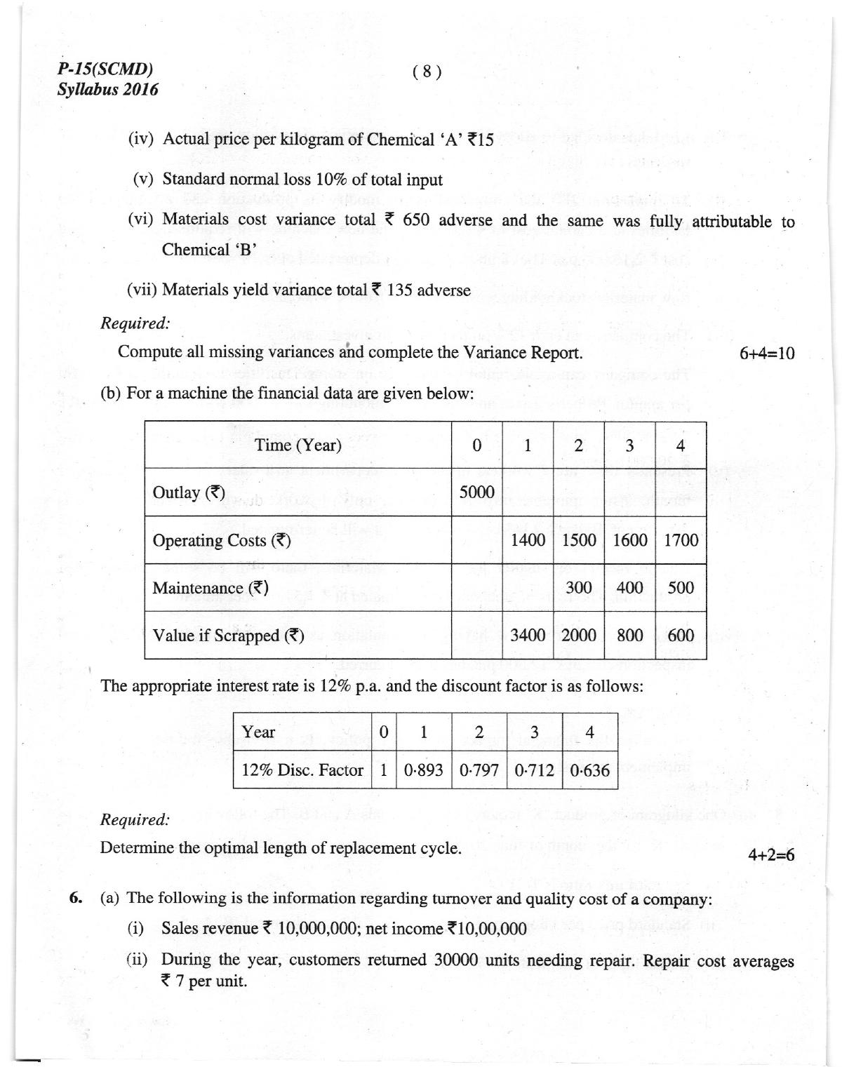 ICMAI Dec 2018 Strategic Cost Management- Decision Making Question Paper (Final) - Page 8