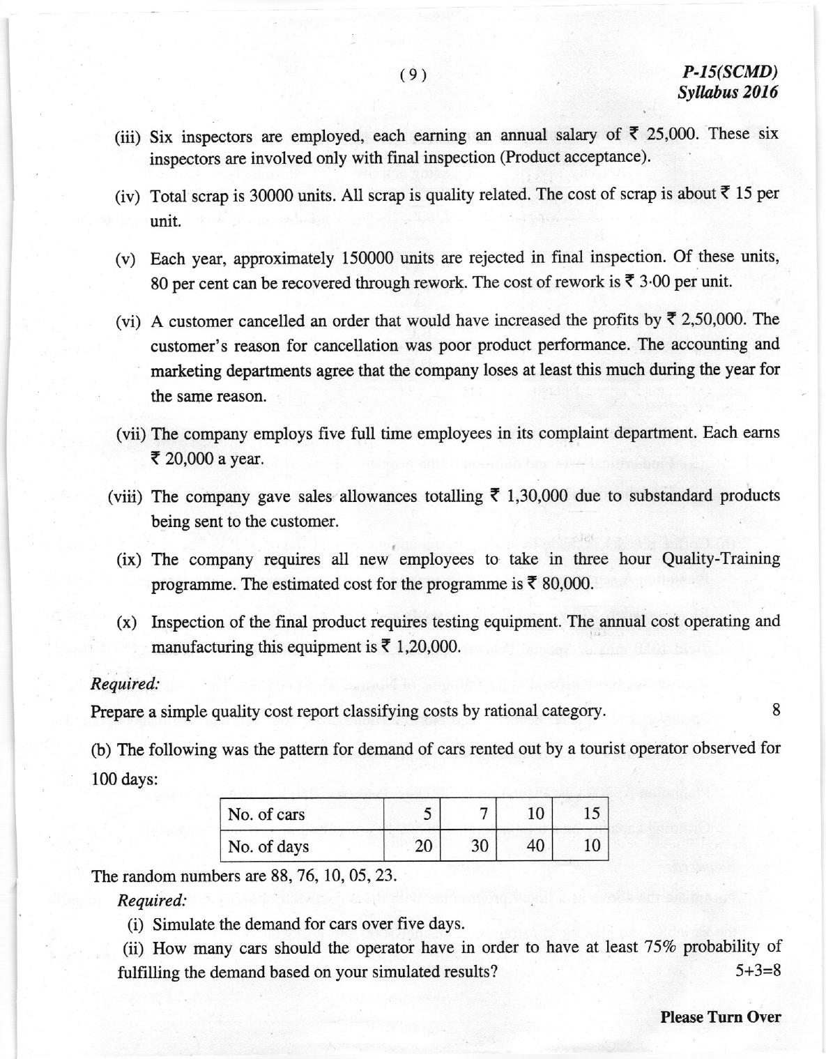 ICMAI Dec 2018 Strategic Cost Management- Decision Making Question Paper (Final) - Page 9