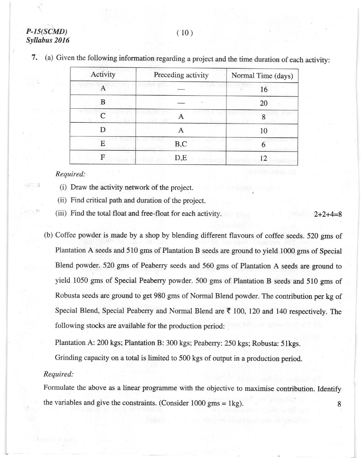 ICMAI Dec 2018 Strategic Cost Management- Decision Making Question Paper (Final) - Page 10