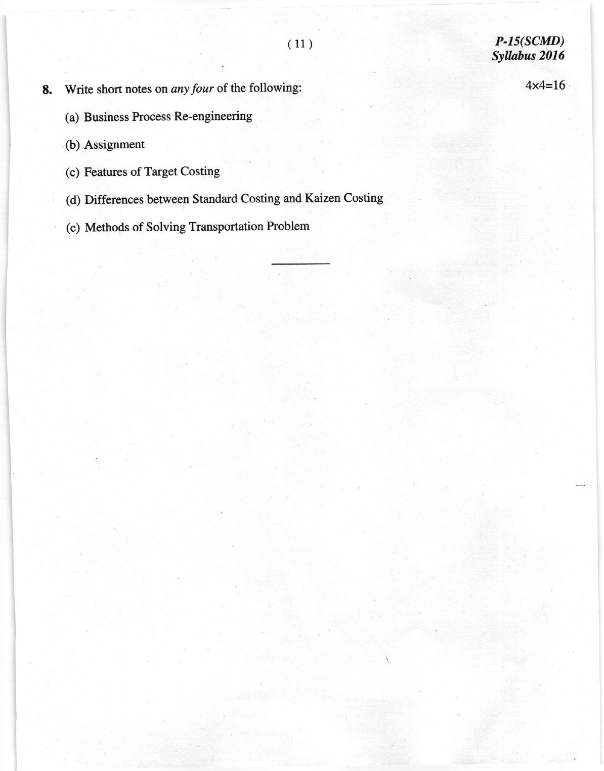 ICMAI Dec 2018 Strategic Cost Management- Decision Making Question Paper (Final) - Page 11