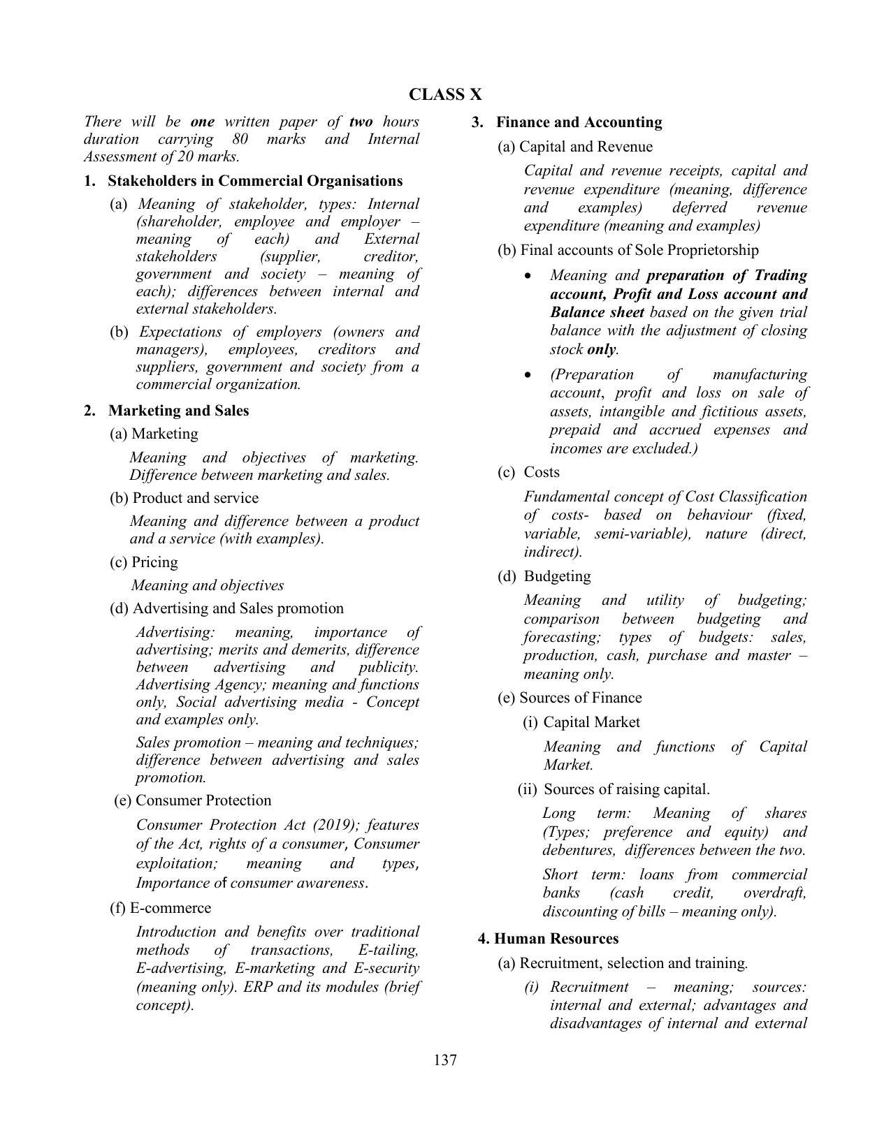 ICSE Commercial Studies Syllabus - Page 3