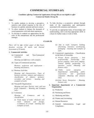 ICSE Commercial Studies Syllabus