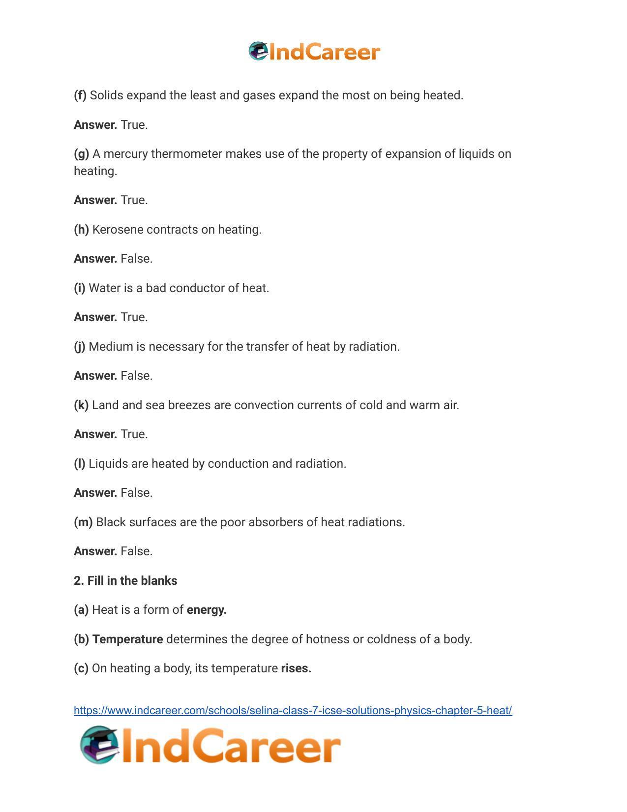 Selina Class 7 ICSE Solutions Physics : Chapter 5- Heat - Page 3