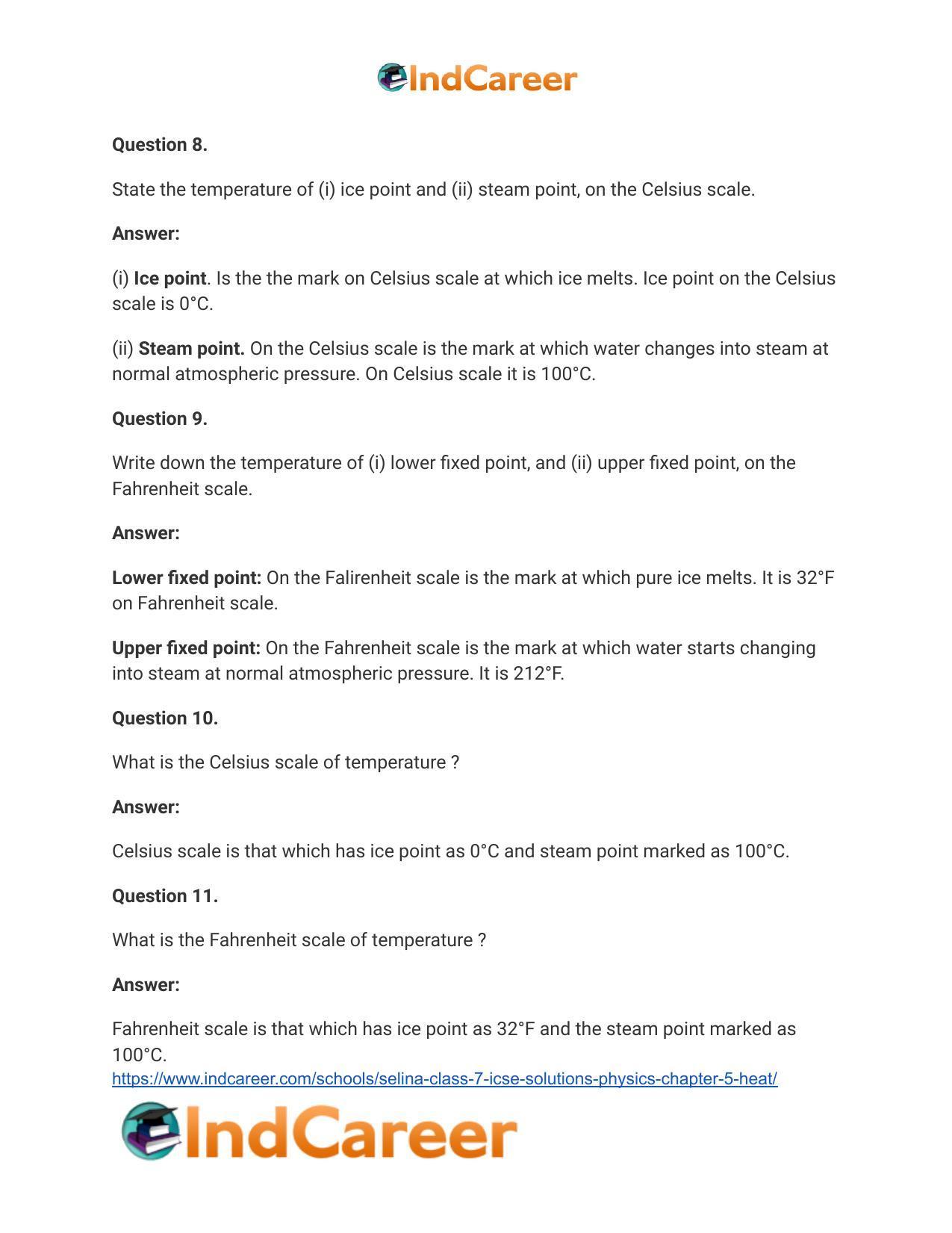 Selina Class 7 ICSE Solutions Physics : Chapter 5- Heat - Page 9