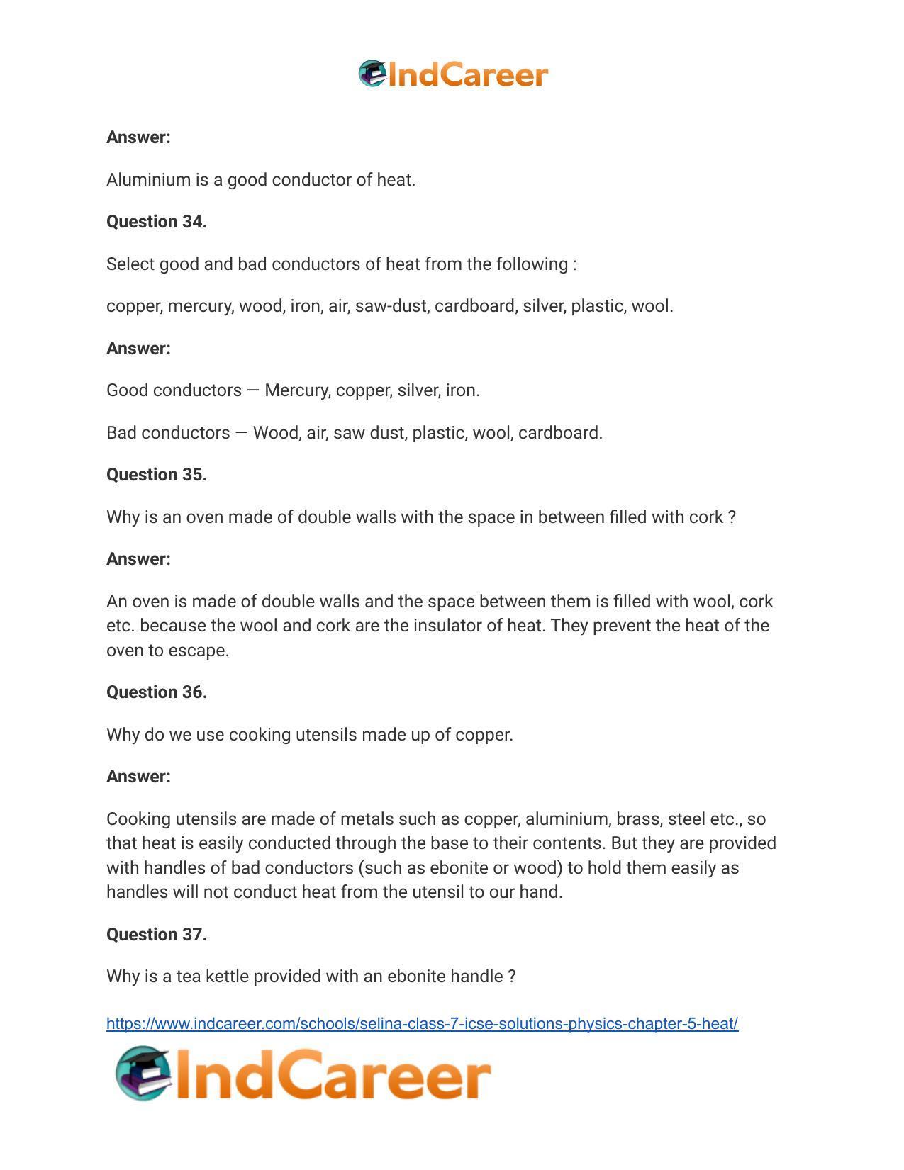 Selina Class 7 ICSE Solutions Physics : Chapter 5- Heat - Page 18