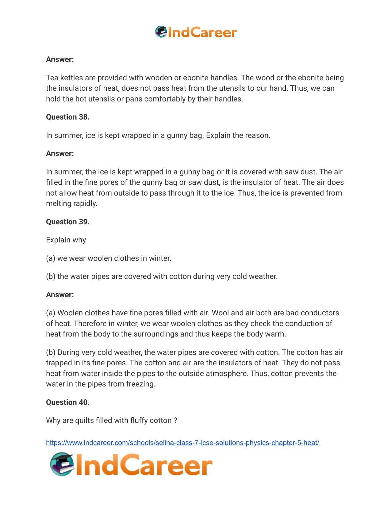 Selina Class 7 ICSE Solutions Physics : Chapter 5- Heat - Page 19