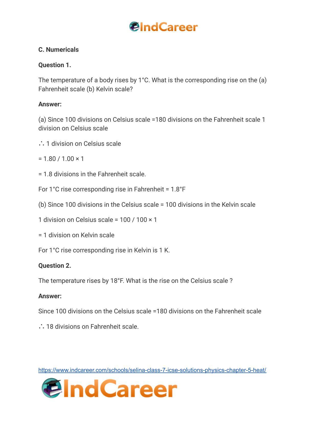 Selina Class 7 ICSE Solutions Physics : Chapter 5- Heat - Page 25