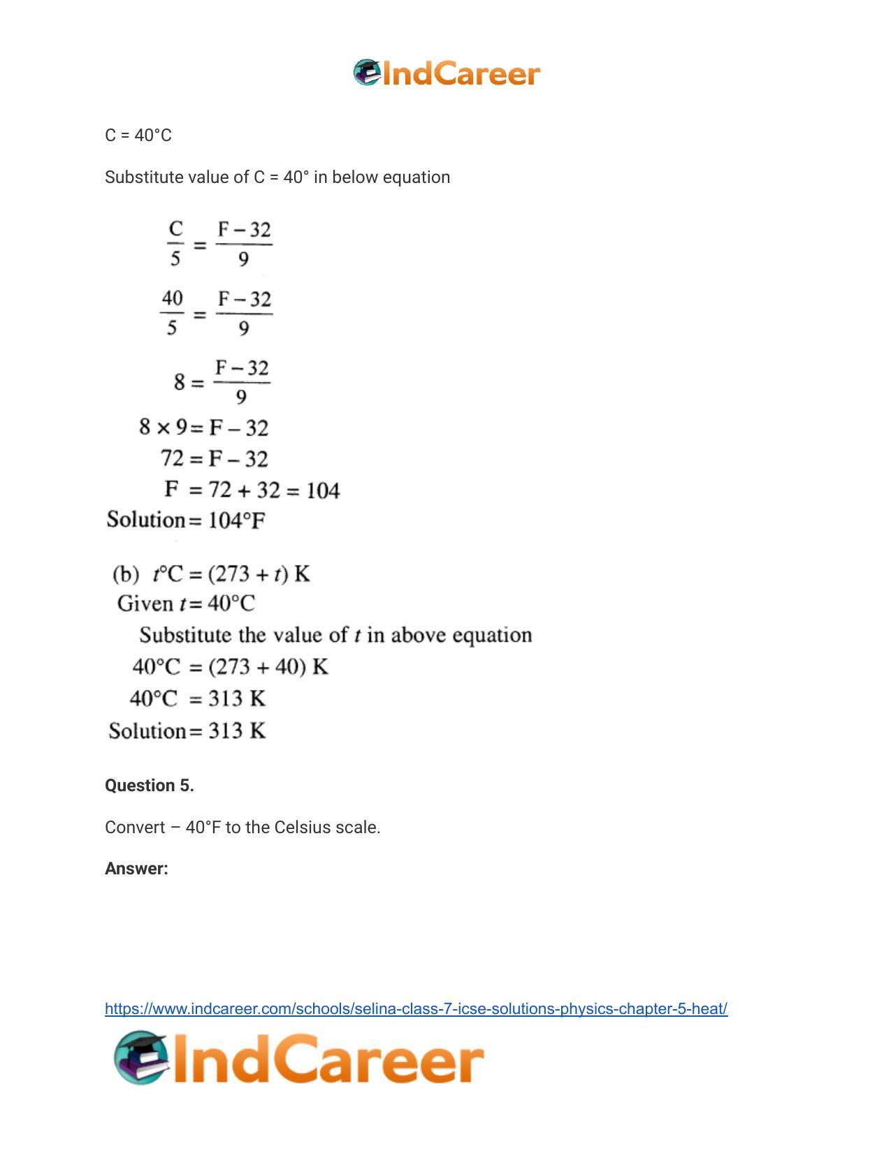 Selina Class 7 ICSE Solutions Physics : Chapter 5- Heat - Page 27